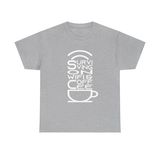 Digital Nomad Tee — "Surviving on Coffee and WiFi" Funny Travel Shirt