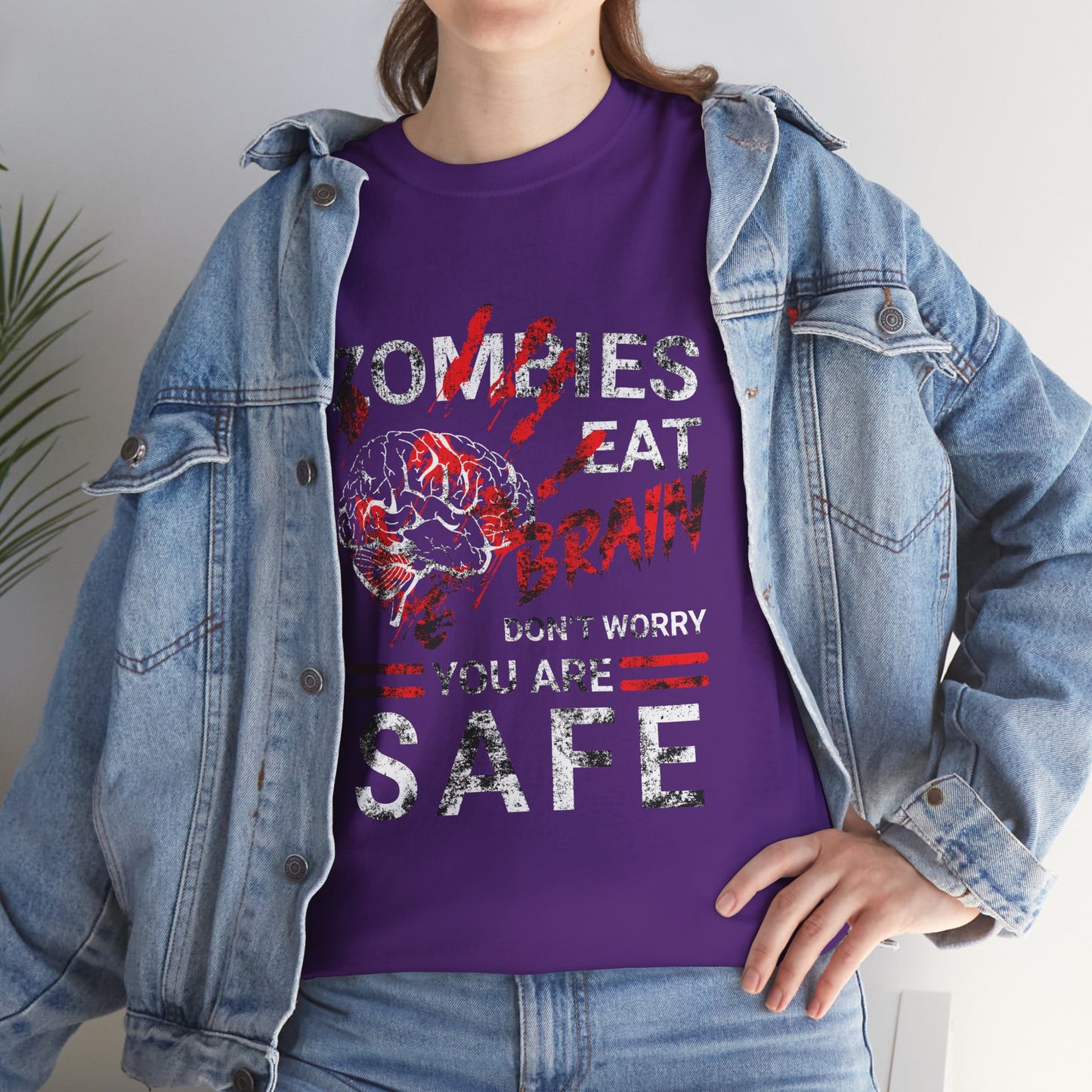 Zombies Eat Brains You’re Safe Funny Horror Humor T-Shirt