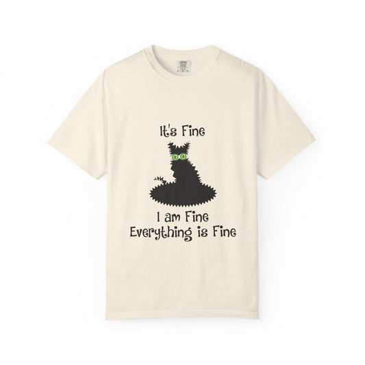 Halloween Cat T-Shirt — "It's Fine, I am Fine, Everything is Fine" Graphic Tee