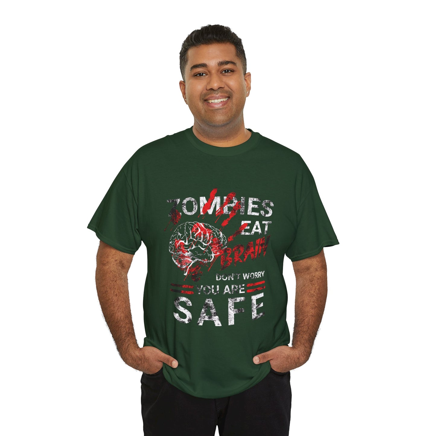 Zombies Eat Brains You’re Safe Funny Horror Humor T-Shirt