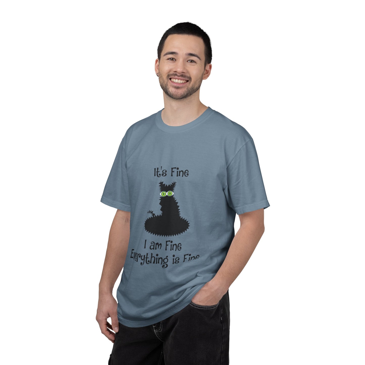 Halloween Cat T-Shirt — "It's Fine, I am Fine, Everything is Fine" Graphic Tee