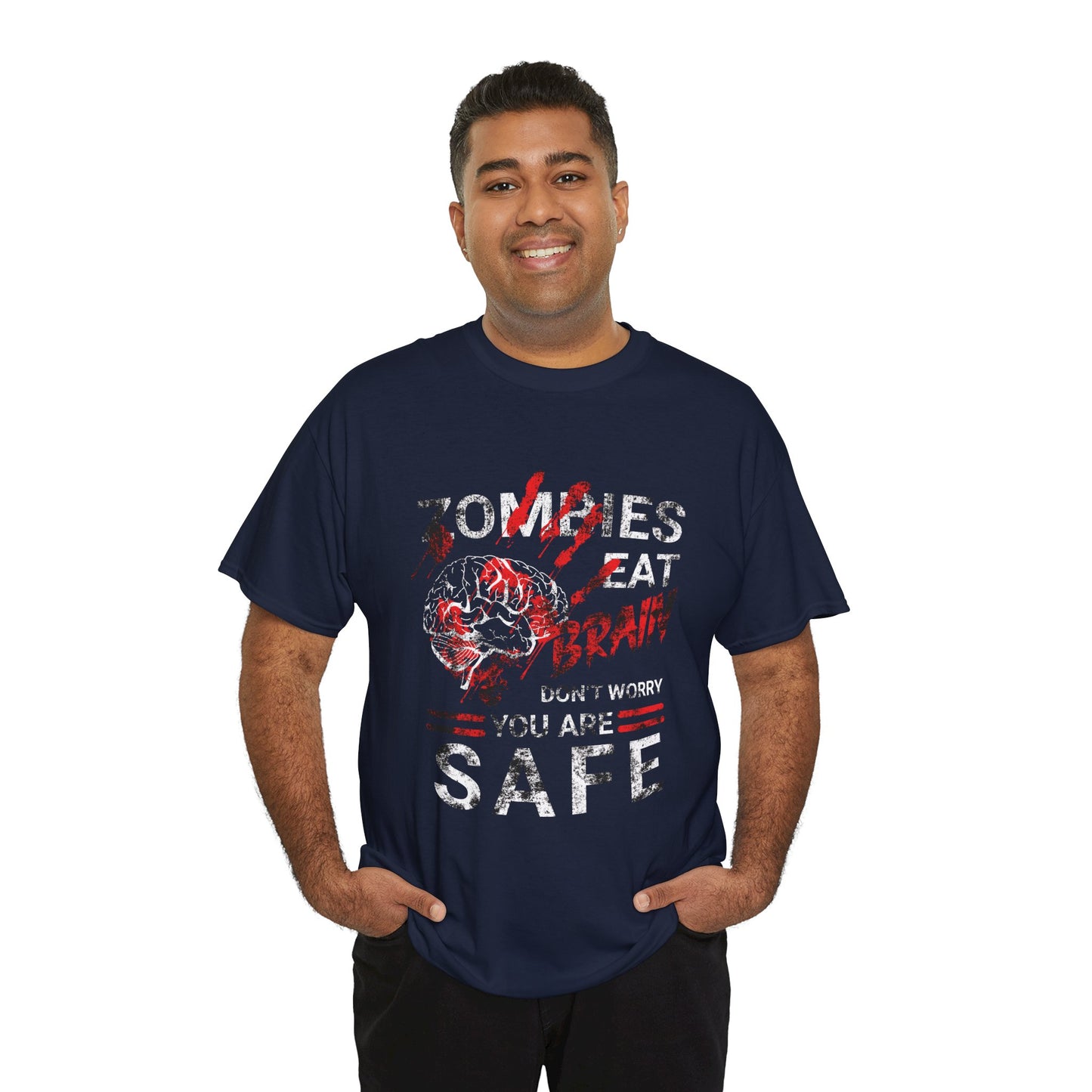 Zombies Eat Brains You’re Safe Funny Horror Humor T-Shirt