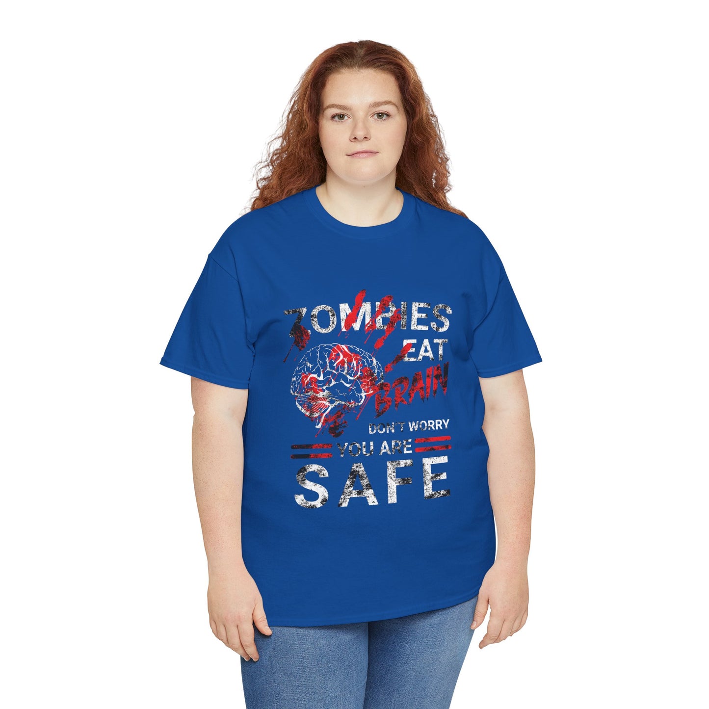 Zombies Eat Brains You’re Safe Funny Horror Humor T-Shirt