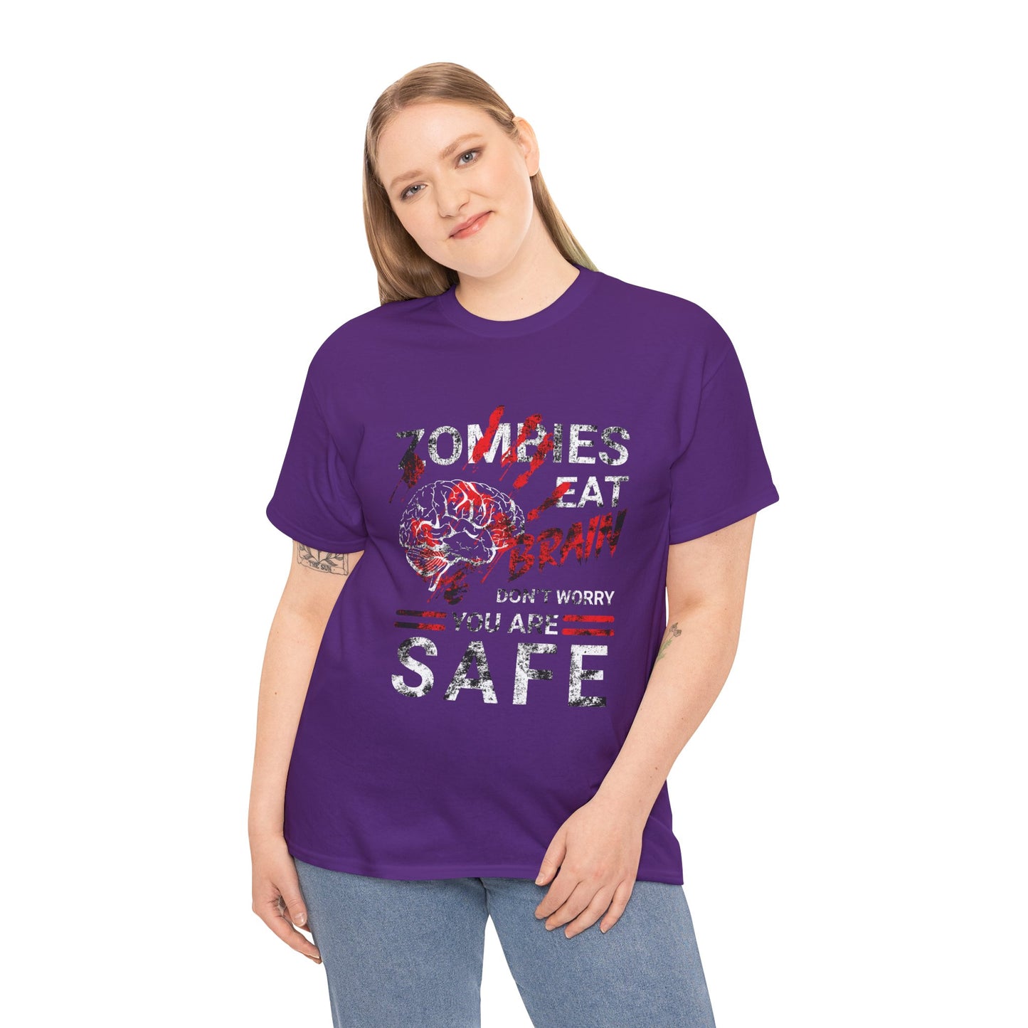 Zombies Eat Brains You’re Safe Funny Horror Humor T-Shirt