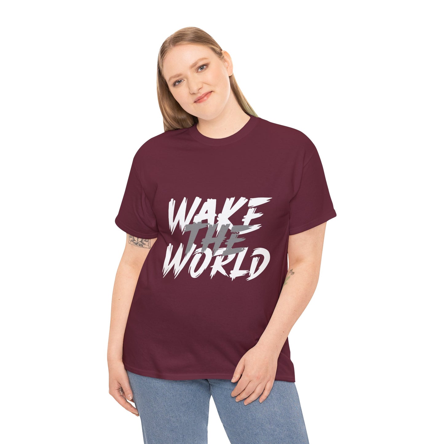 Wake the World Motivational T-Shirt — Positive Energy Quote Tee