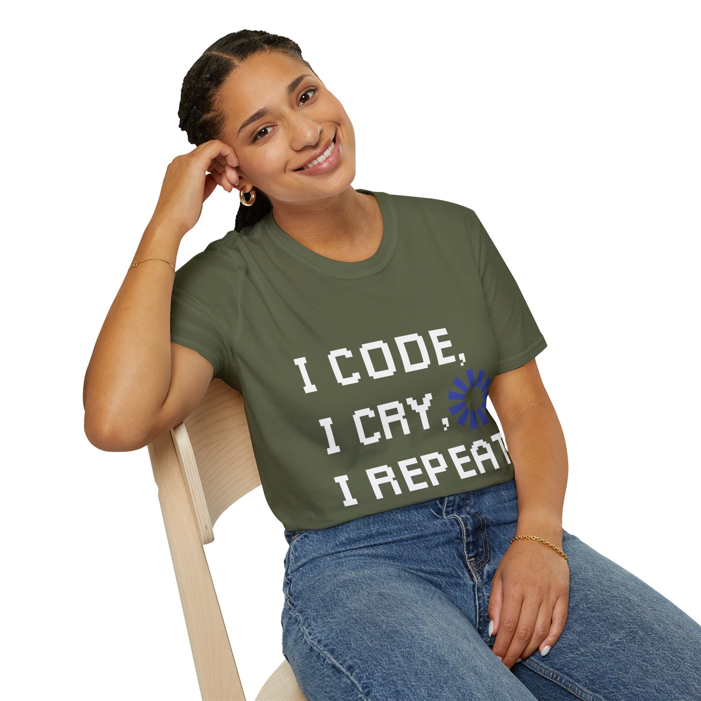 Programmer Life T-Shirt — "I Code I Cry I Repeat" Funny Developer Tee