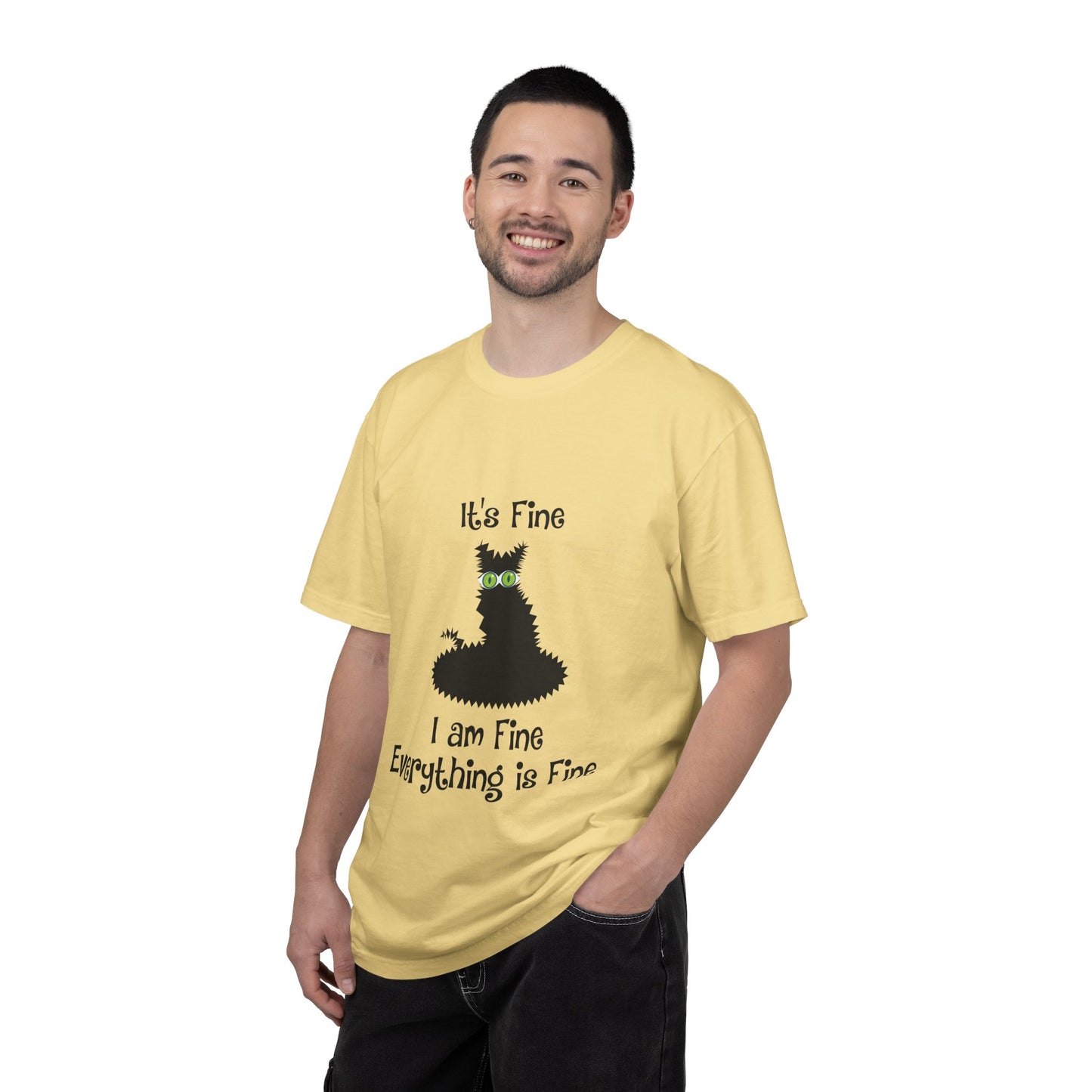 Halloween Cat T-Shirt — "It's Fine, I am Fine, Everything is Fine" Graphic Tee