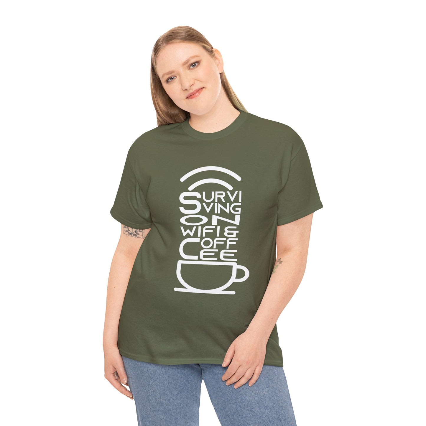 Digital Nomad Tee — "Surviving on Coffee and WiFi" Funny Travel Shirt