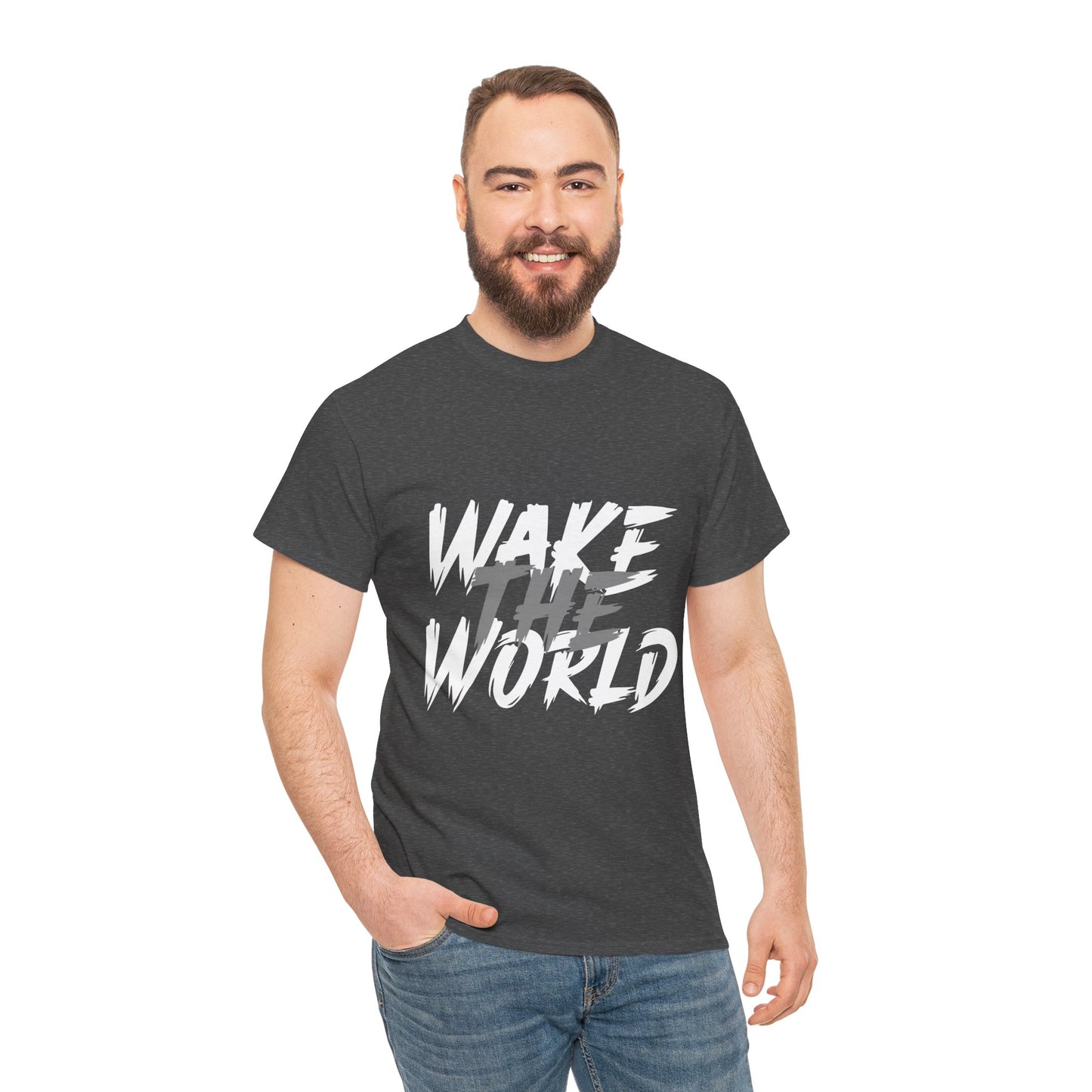 Wake the World Motivational T-Shirt — Positive Energy Quote Tee