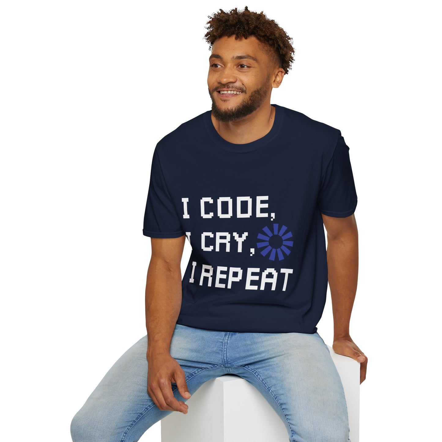 Programmer Life T-Shirt — "I Code I Cry I Repeat" Funny Developer Tee