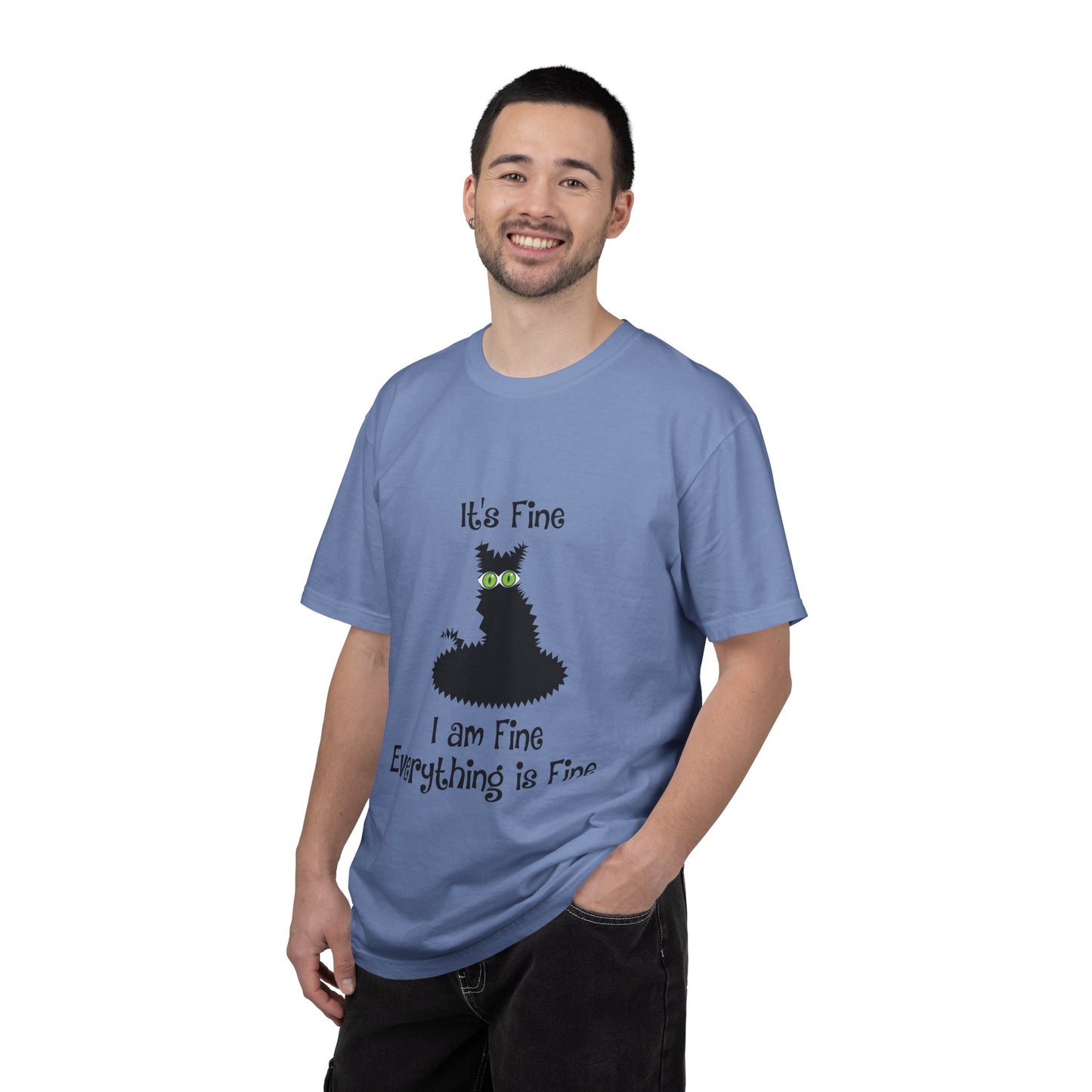 Halloween Cat T-Shirt — "It's Fine, I am Fine, Everything is Fine" Graphic Tee