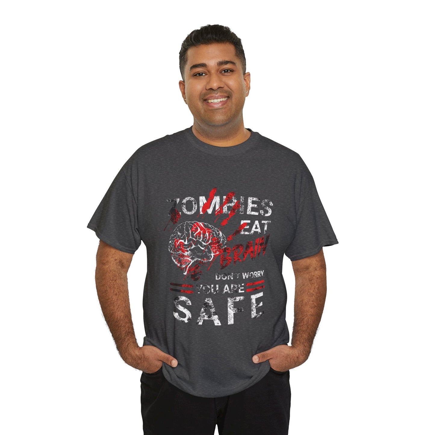 Zombies Eat Brains You’re Safe Funny Horror Humor T-Shirt