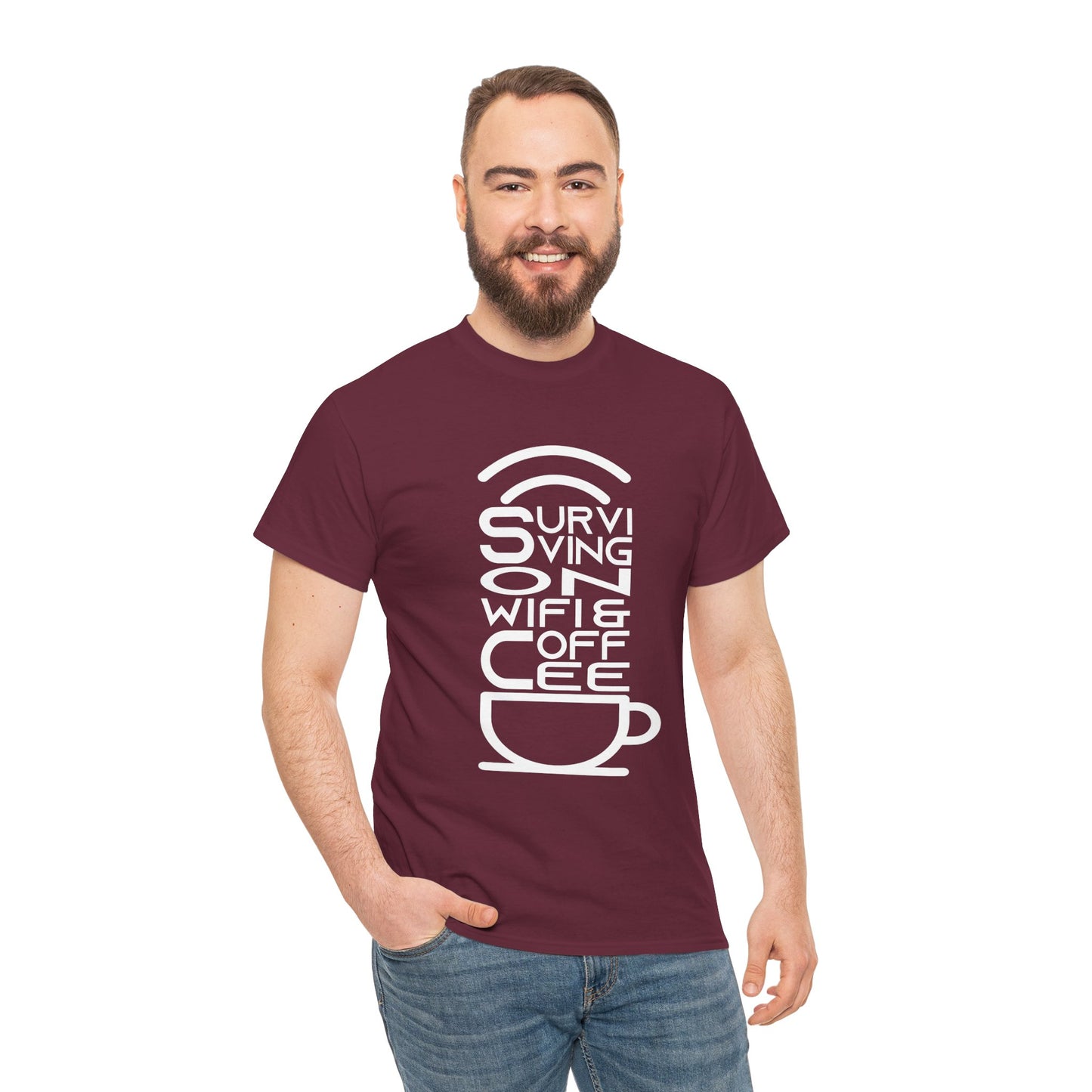 Digital Nomad Tee — "Surviving on Coffee and WiFi" Funny Travel Shirt