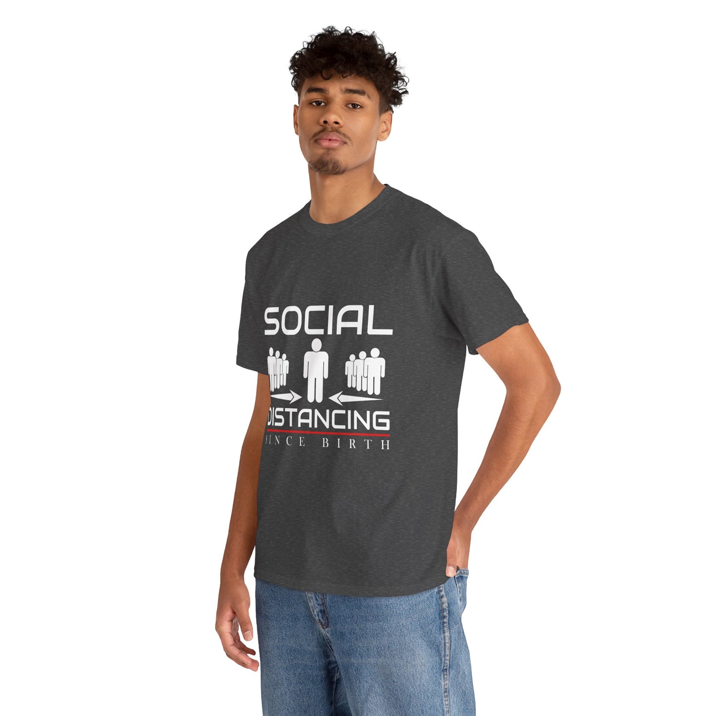 Introvert Humor Tee — "Social Distancing Since Birth"