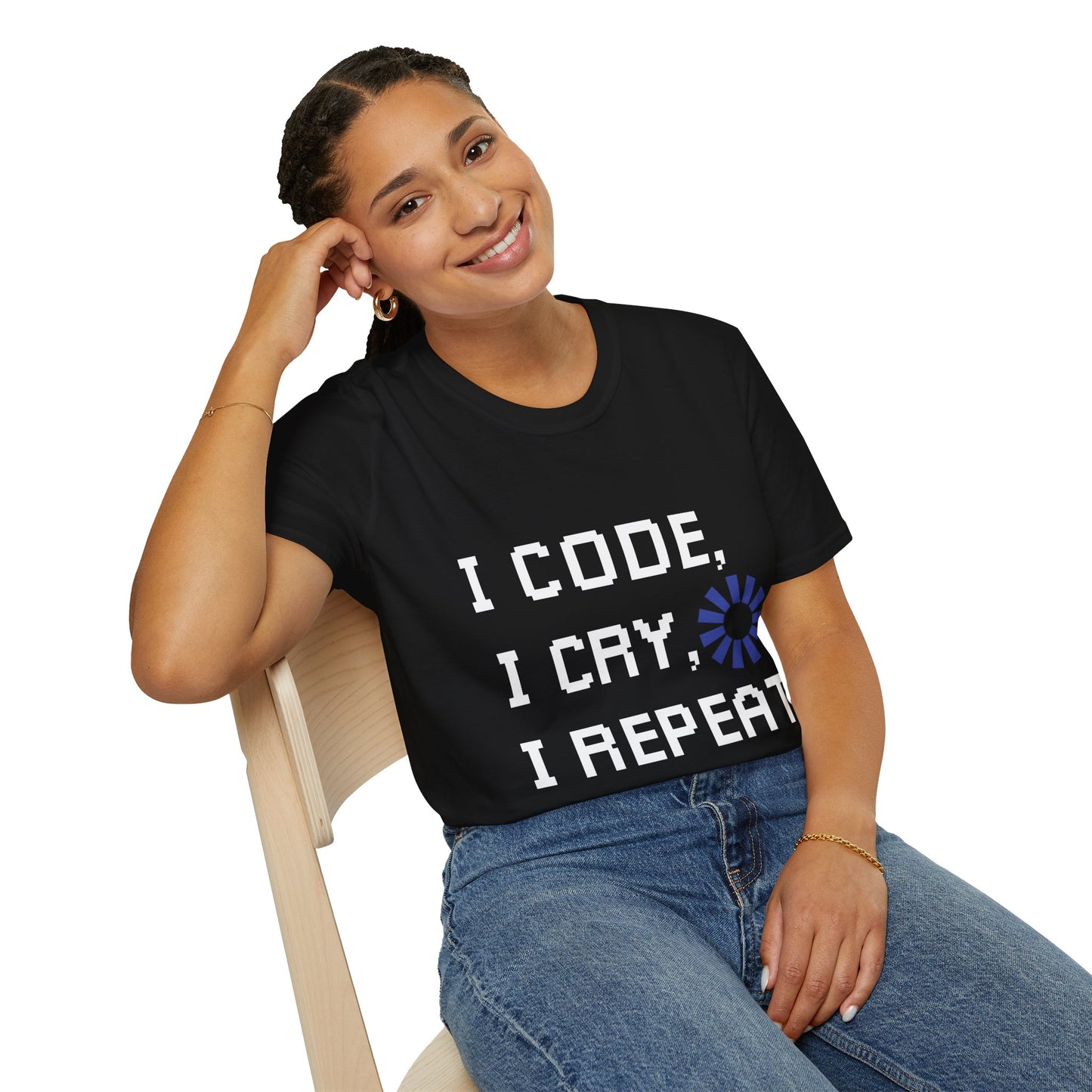 Programmer Life T-Shirt — "I Code I Cry I Repeat" Funny Developer Tee