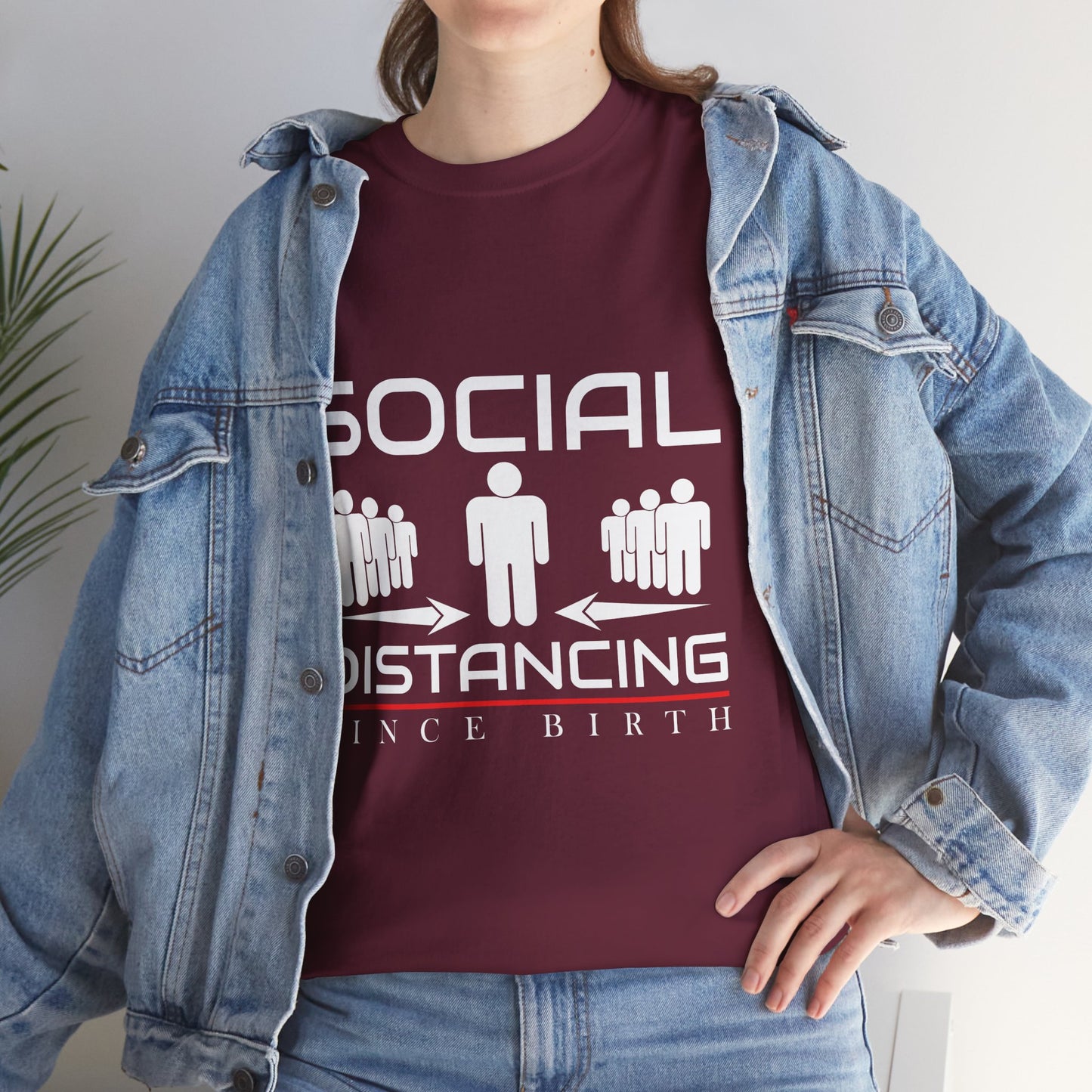 Introvert Humor Tee — "Social Distancing Since Birth"