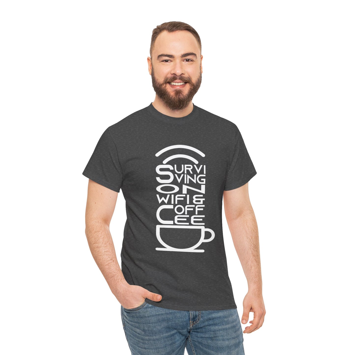 Digital Nomad Tee — "Surviving on Coffee and WiFi" Funny Travel Shirt
