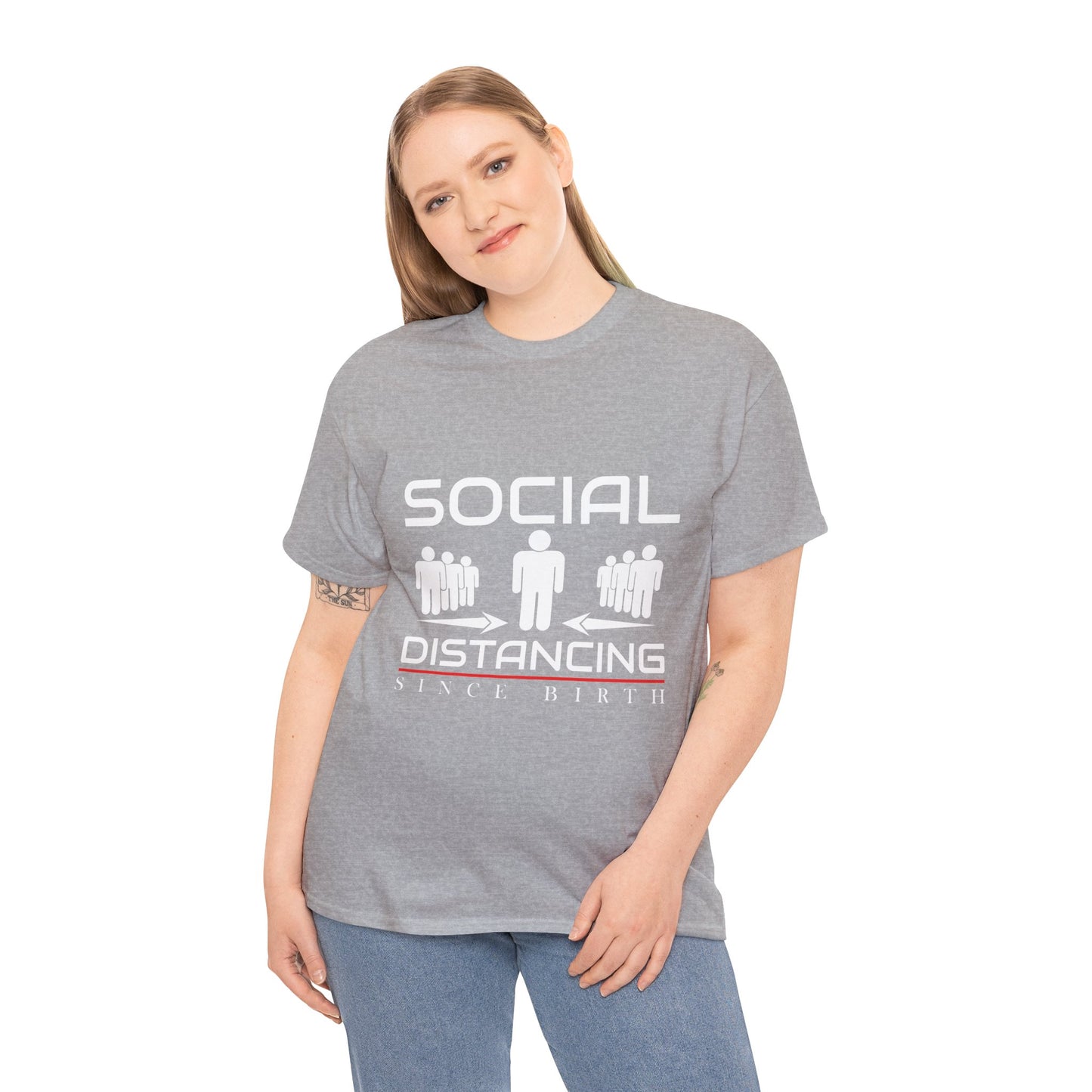 Introvert Humor Tee — "Social Distancing Since Birth"