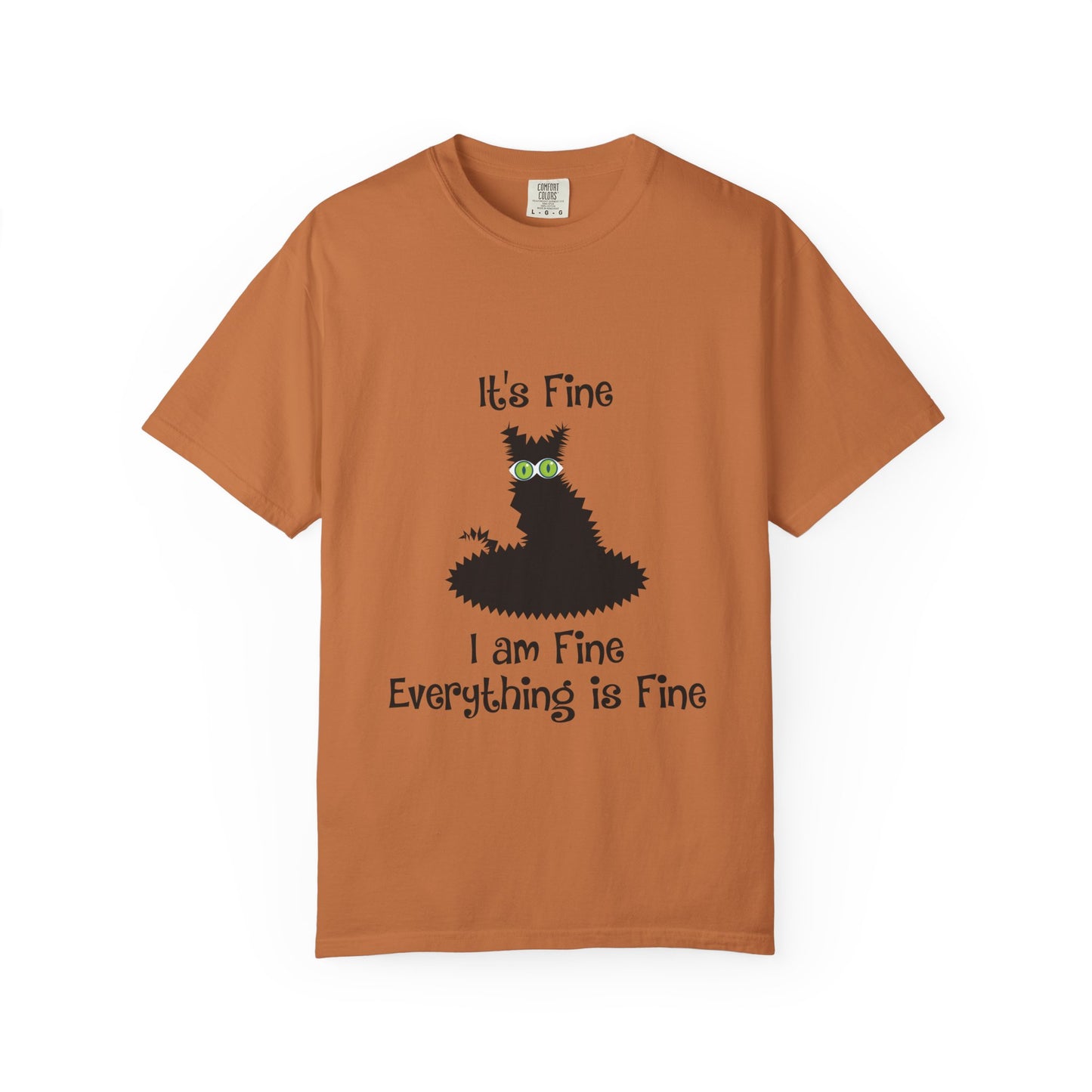 Halloween Cat T-Shirt — "It's Fine, I am Fine, Everything is Fine" Graphic Tee