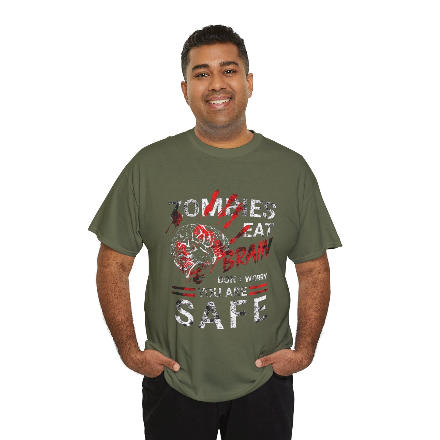 Zombies Eat Brains You’re Safe Funny Horror Humor T-Shirt