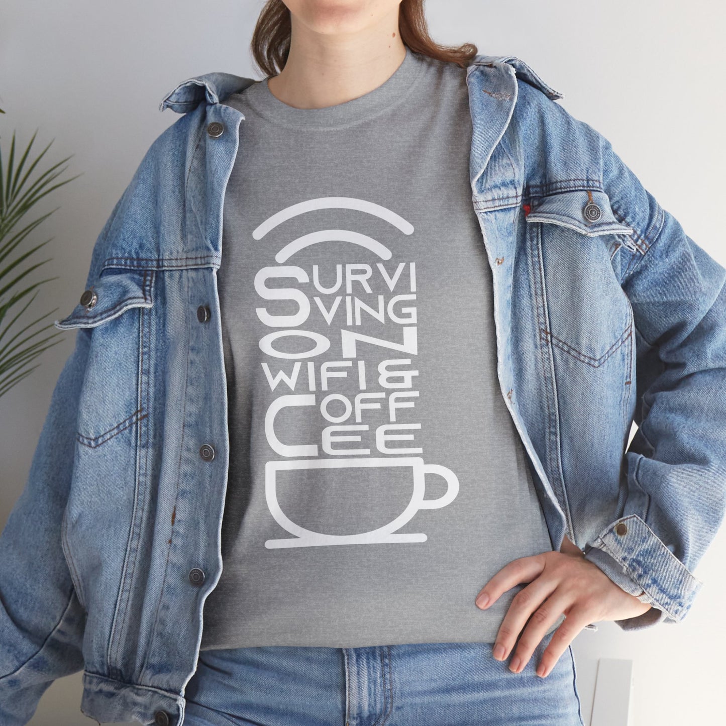 Digital Nomad Tee — "Surviving on Coffee and WiFi" Funny Travel Shirt
