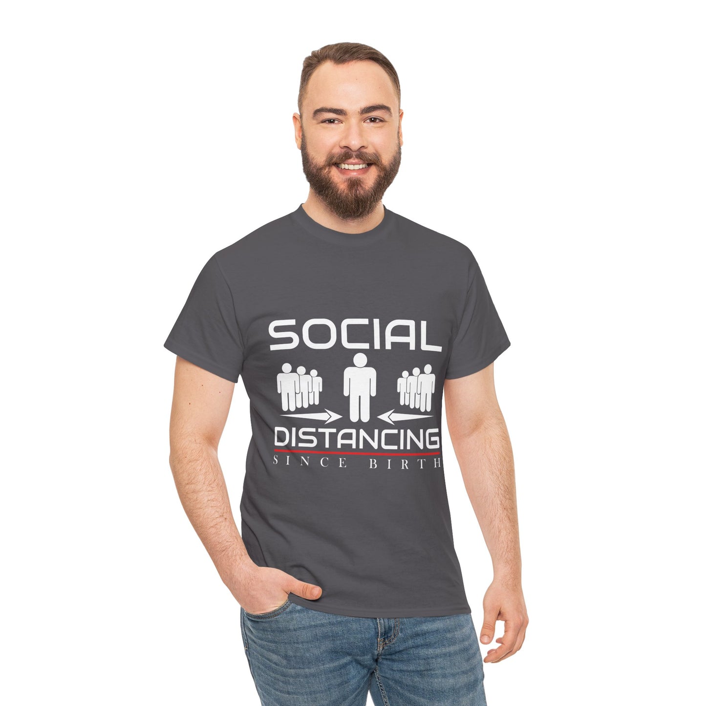 Introvert Humor Tee — "Social Distancing Since Birth"