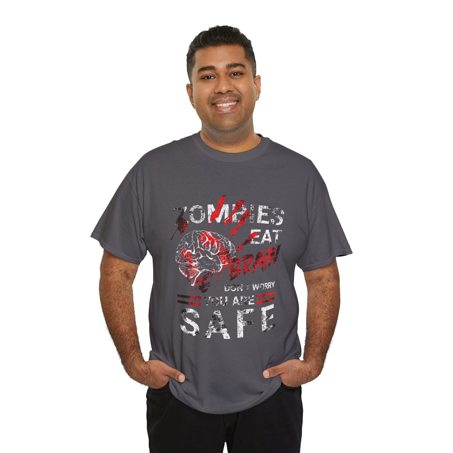 Zombies Eat Brains You’re Safe Funny Horror Humor T-Shirt