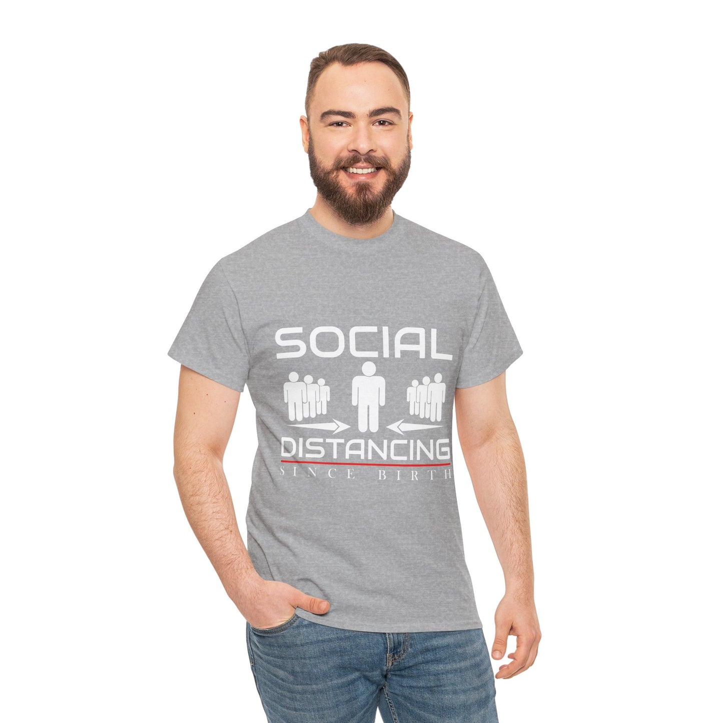 Introvert Humor Tee — "Social Distancing Since Birth"