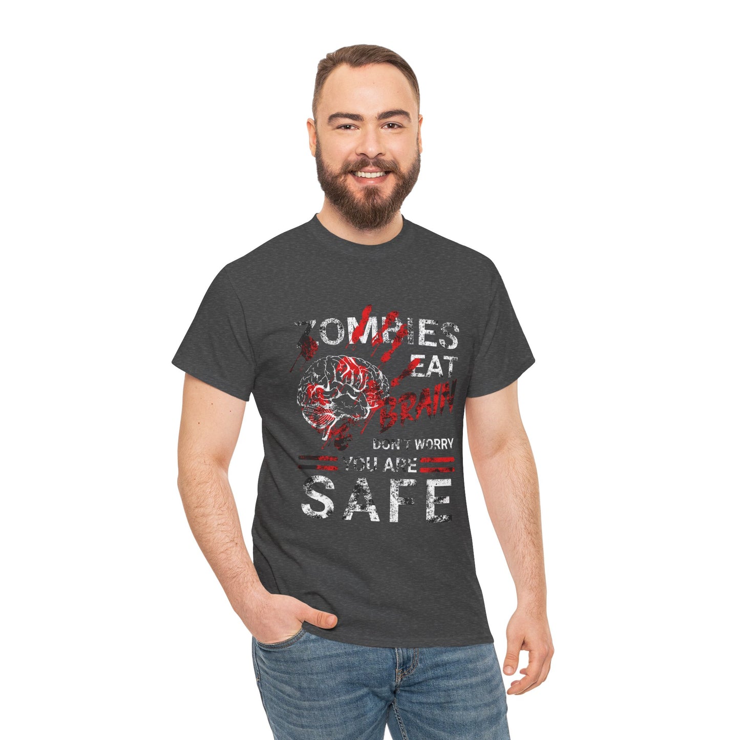 Zombies Eat Brains You’re Safe Funny Horror Humor T-Shirt