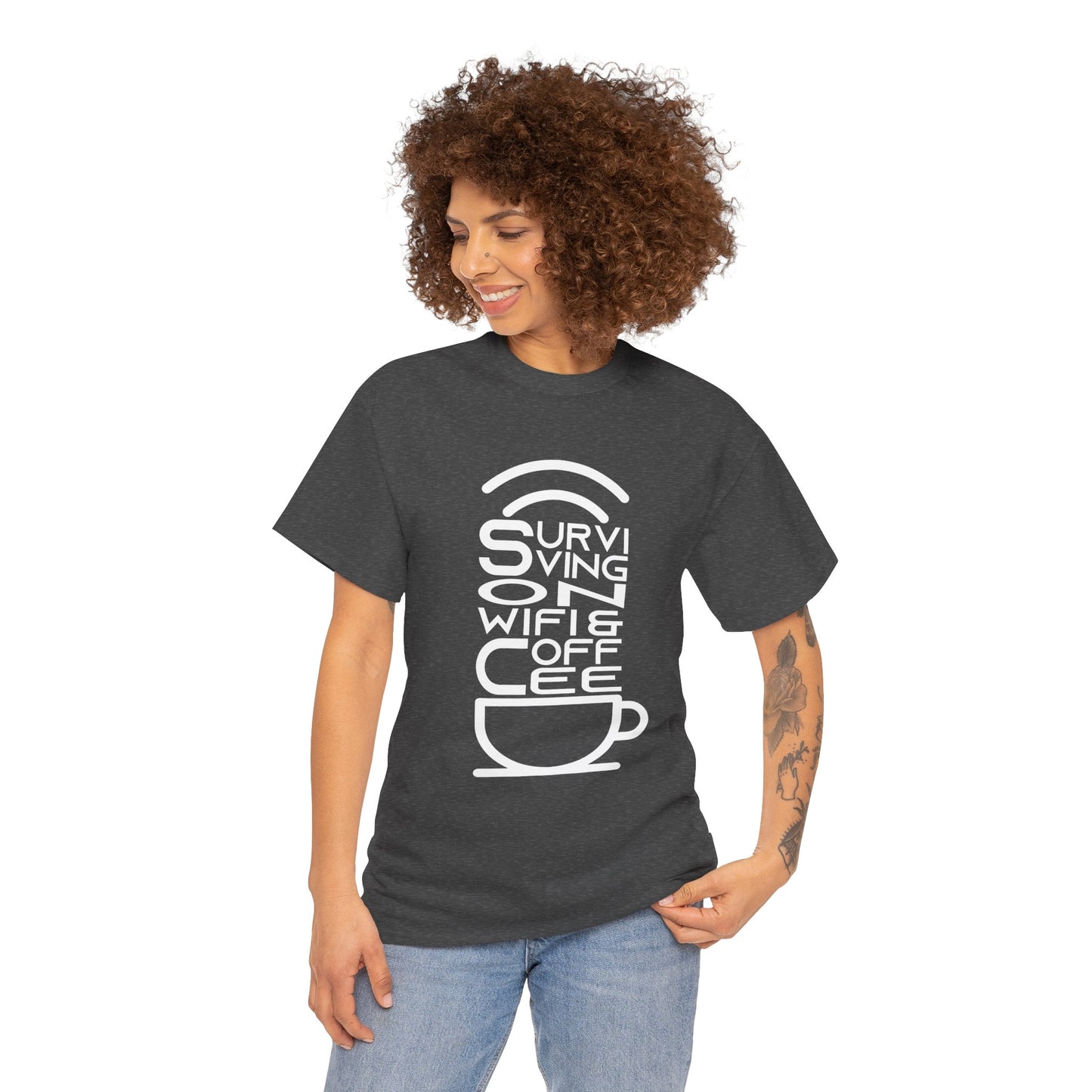 Digital Nomad Tee — "Surviving on Coffee and WiFi" Funny Travel Shirt