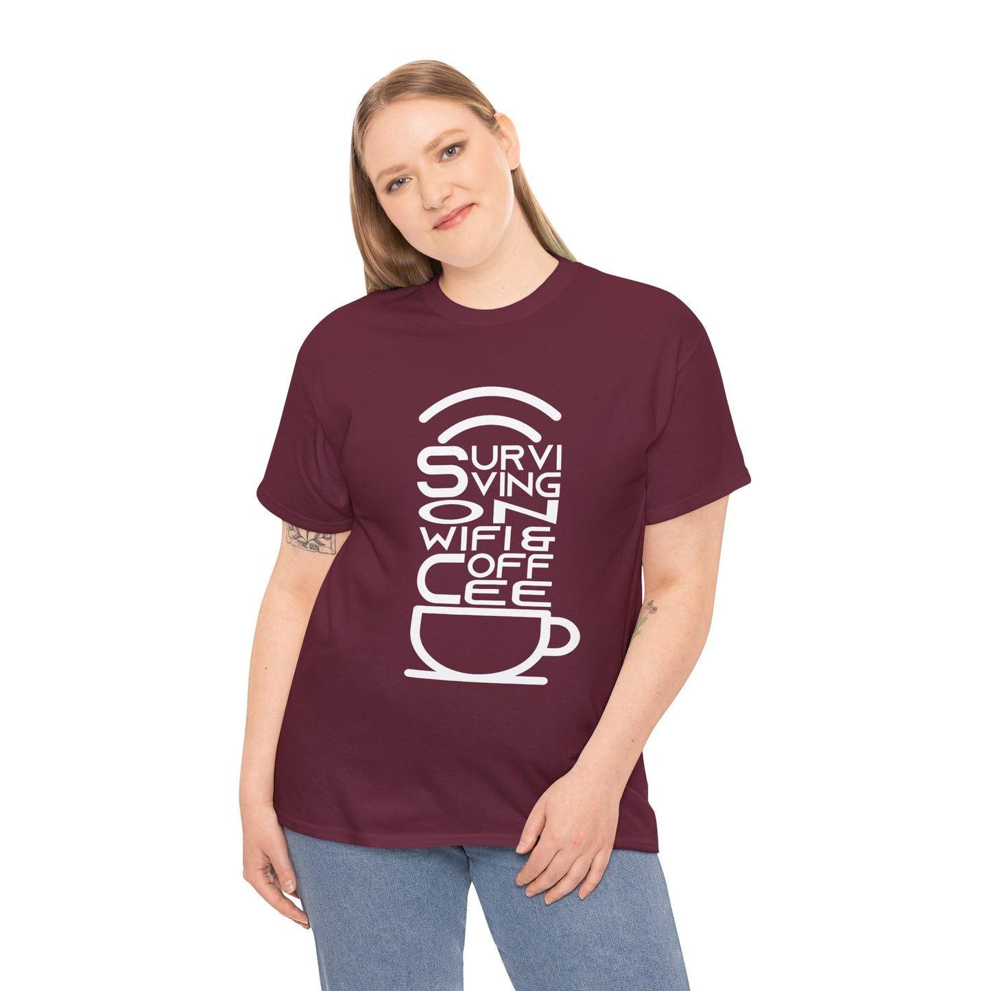 Digital Nomad Tee — "Surviving on Coffee and WiFi" Funny Travel Shirt