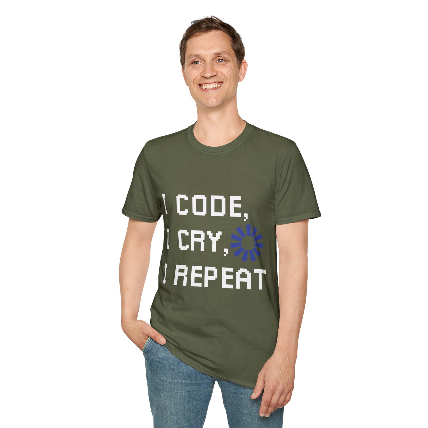 Programmer Life T-Shirt — "I Code I Cry I Repeat" Funny Developer Tee