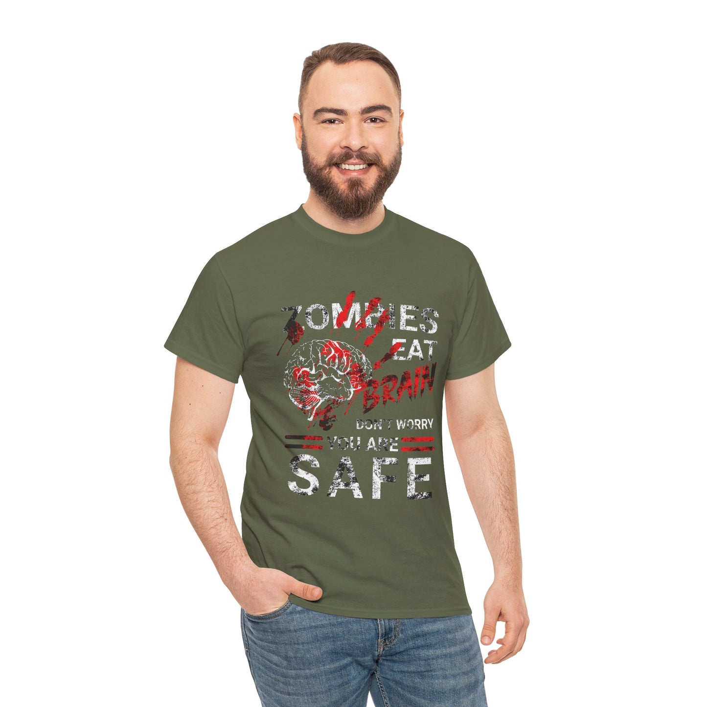 Zombies Eat Brains You’re Safe Funny Horror Humor T-Shirt