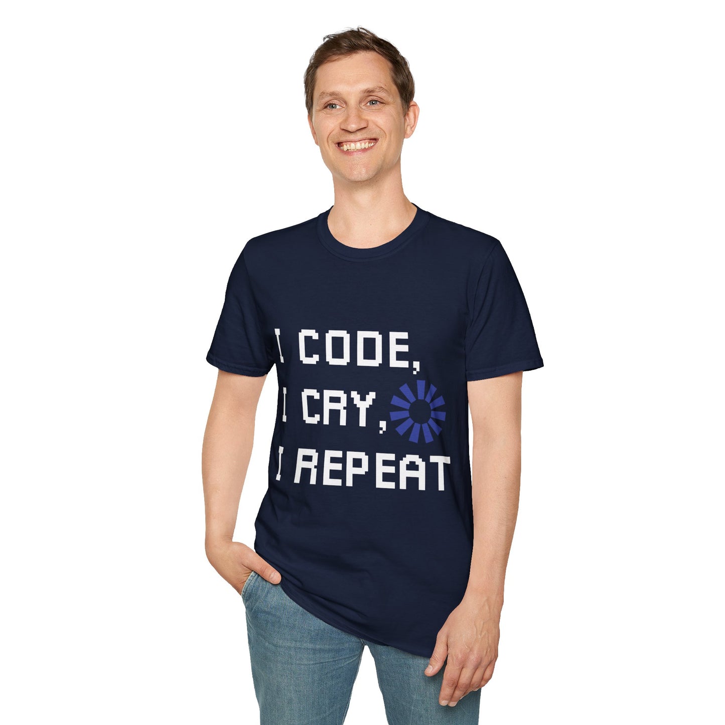 Programmer Life T-Shirt — "I Code I Cry I Repeat" Funny Developer Tee