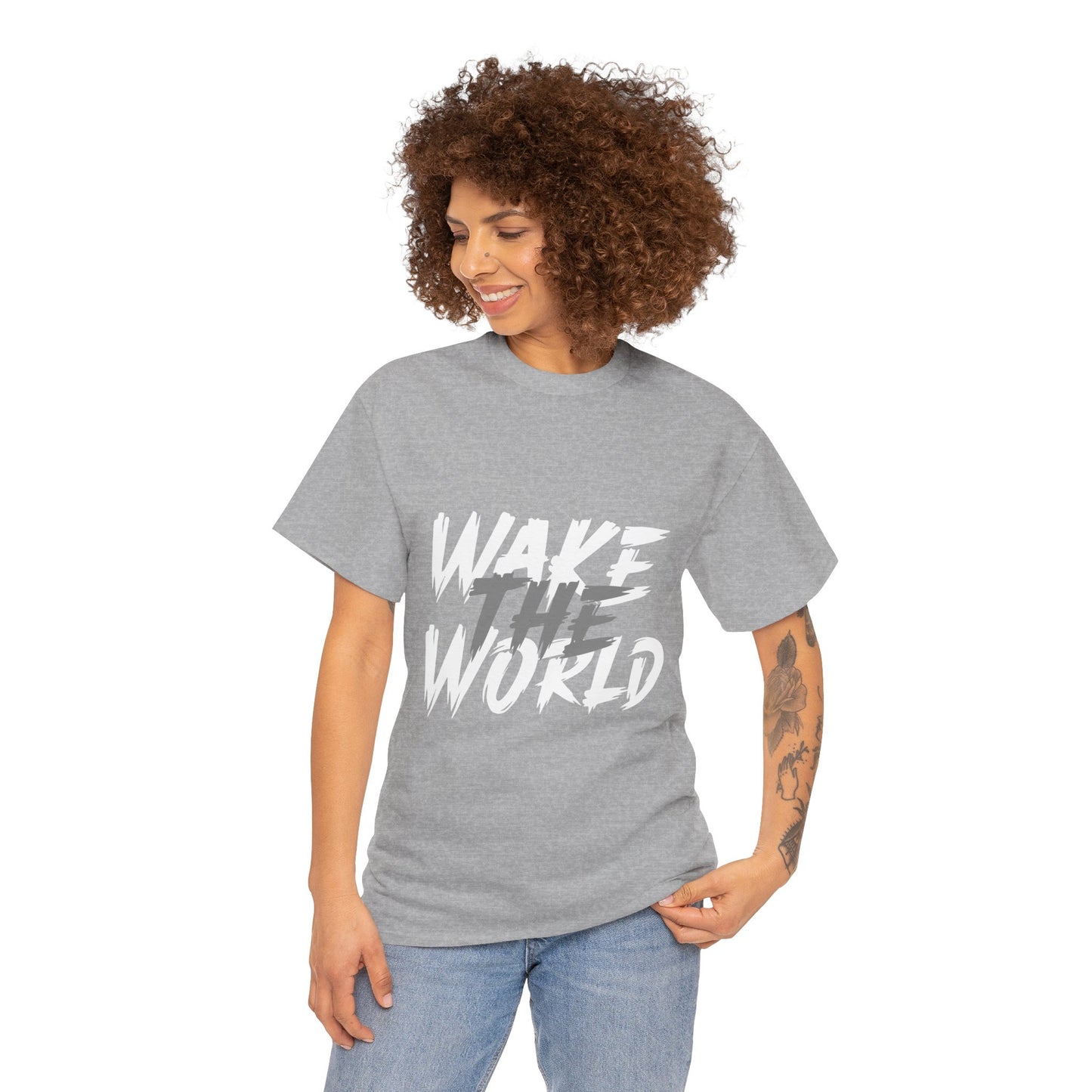 Wake the World Motivational T-Shirt — Positive Energy Quote Tee