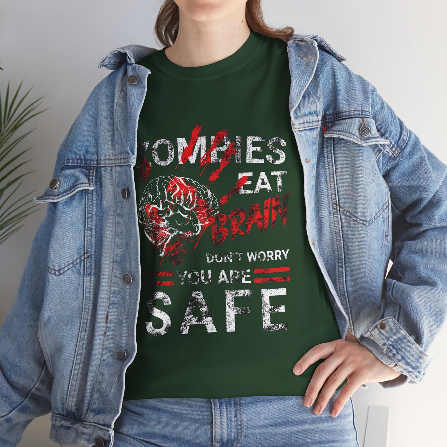 Zombies Eat Brains You’re Safe Funny Horror Humor T-Shirt