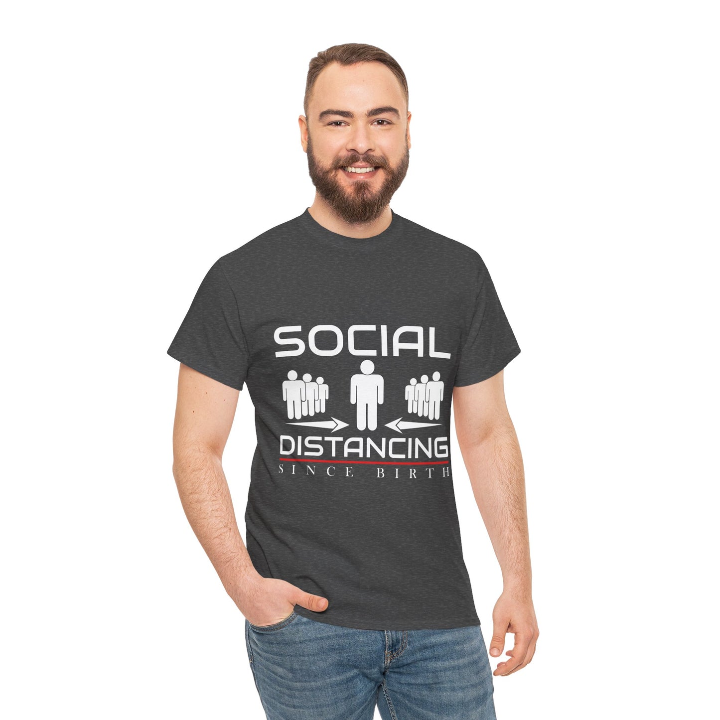Introvert Humor Tee — "Social Distancing Since Birth"