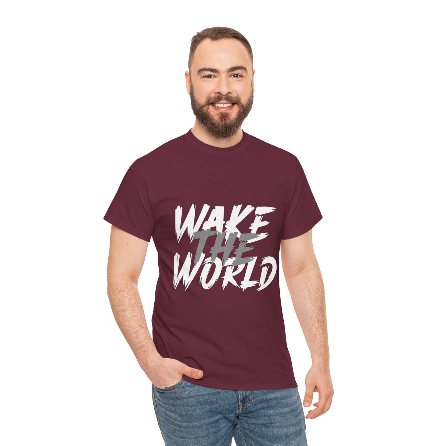 Wake the World Motivational T-Shirt — Positive Energy Quote Tee