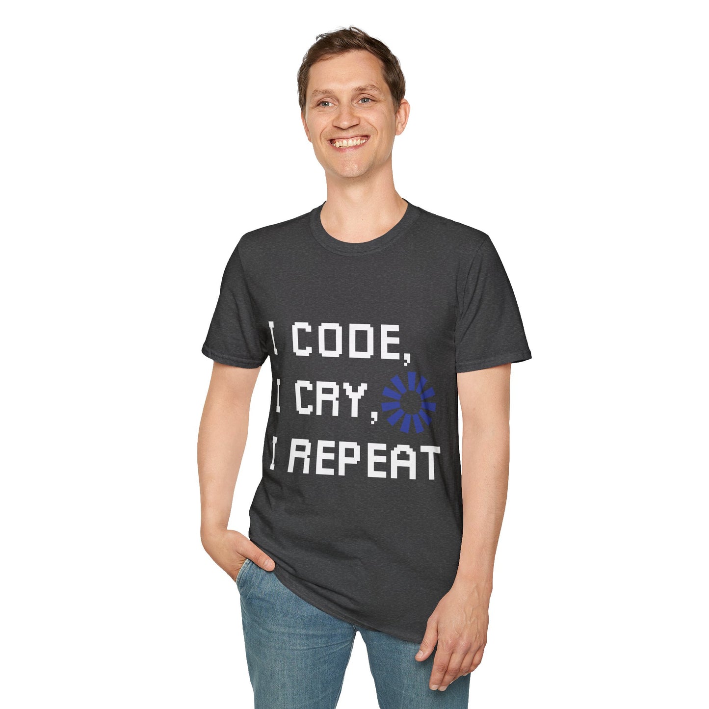 Programmer Life T-Shirt — "I Code I Cry I Repeat" Funny Developer Tee