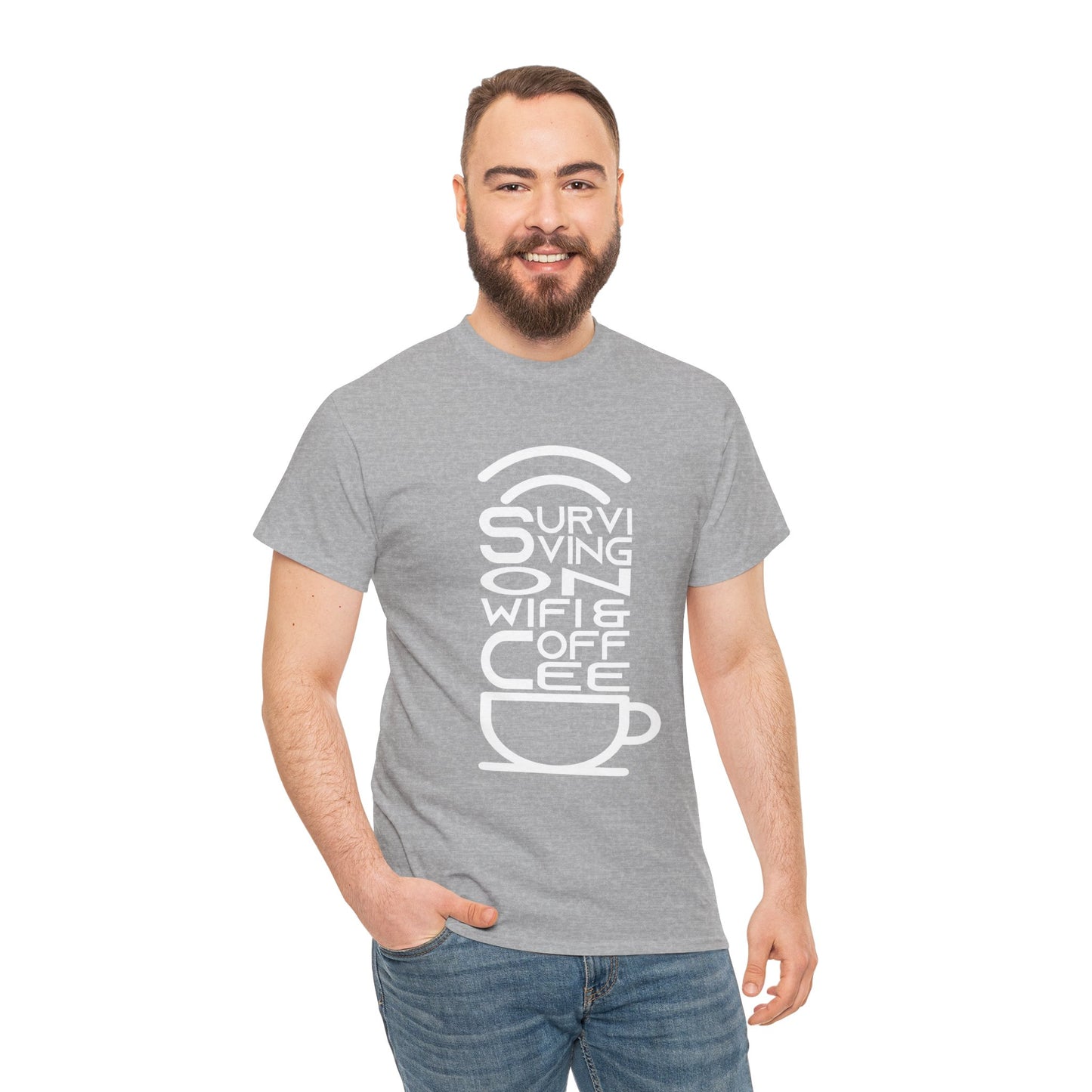 Digital Nomad Tee — "Surviving on Coffee and WiFi" Funny Travel Shirt