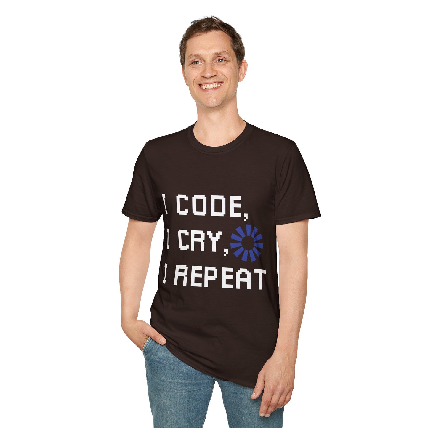 Programmer Life T-Shirt — "I Code I Cry I Repeat" Funny Developer Tee