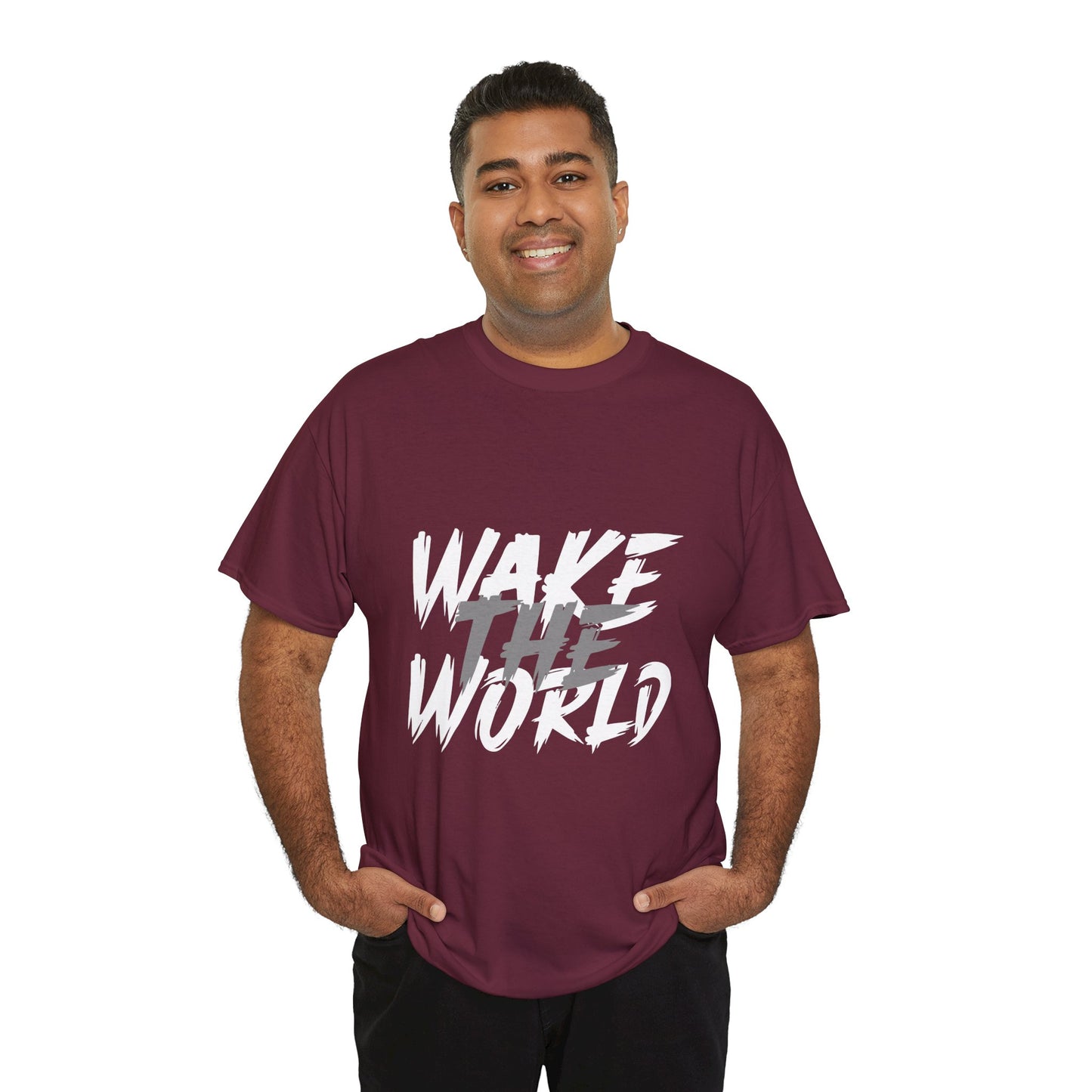 Wake the World Motivational T-Shirt — Positive Energy Quote Tee