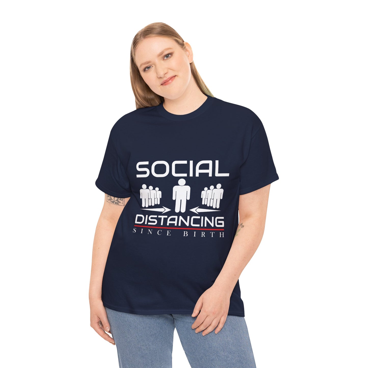 Introvert Humor Tee — "Social Distancing Since Birth"