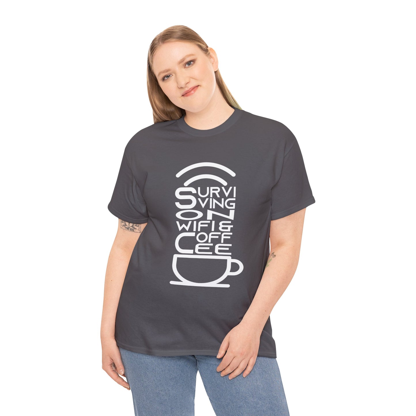 Digital Nomad Tee — "Surviving on Coffee and WiFi" Funny Travel Shirt