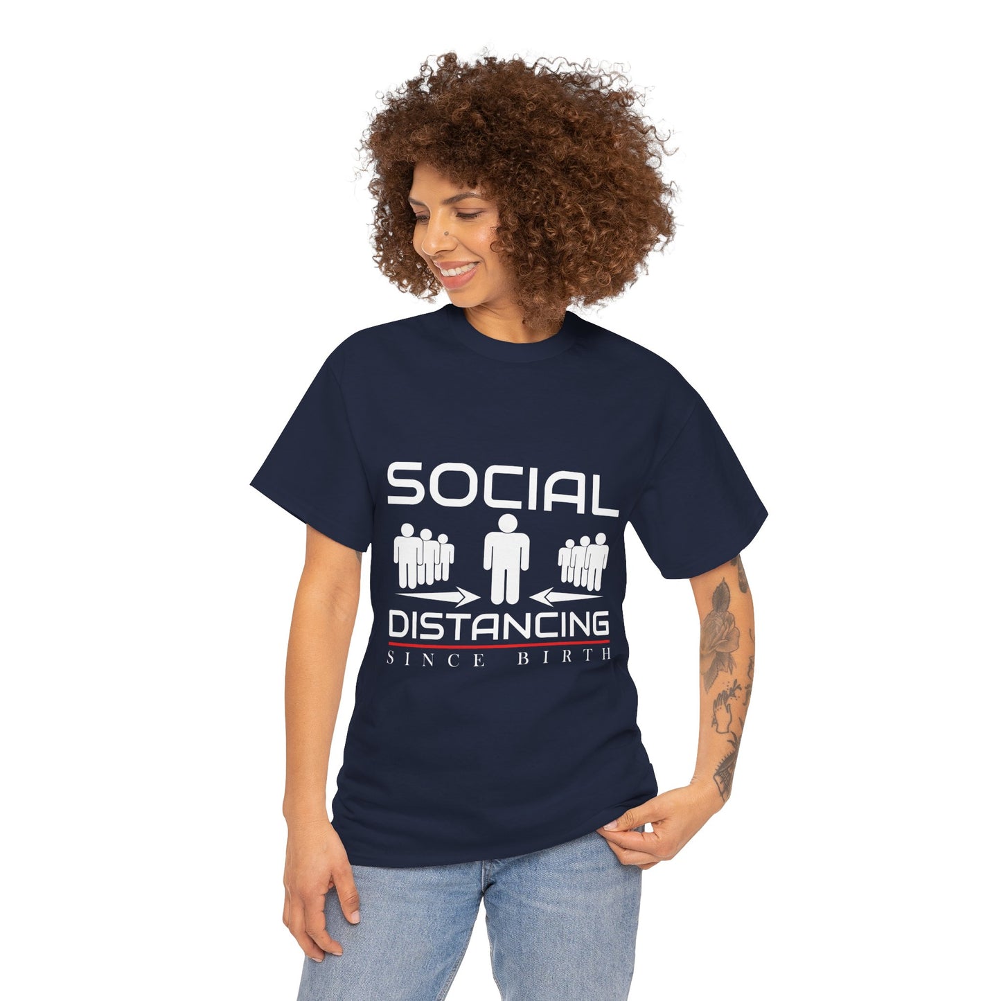 Introvert Humor Tee — "Social Distancing Since Birth"
