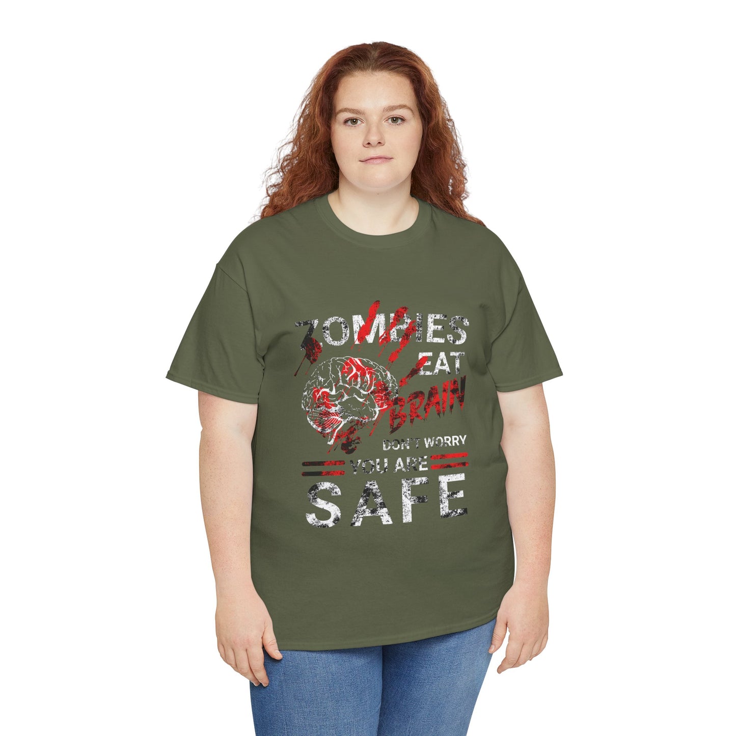 Zombies Eat Brains You’re Safe Funny Horror Humor T-Shirt