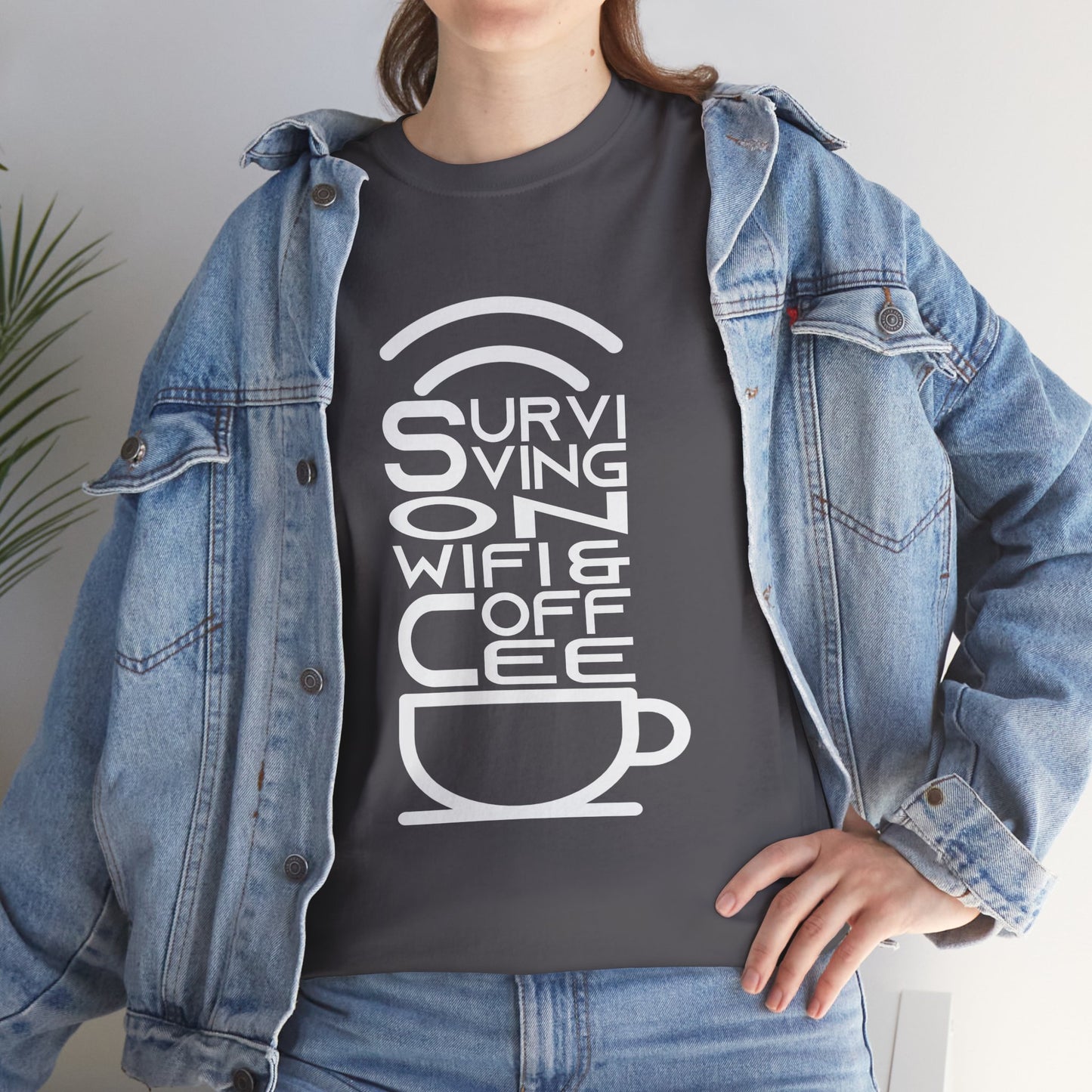 Digital Nomad Tee — "Surviving on Coffee and WiFi" Funny Travel Shirt