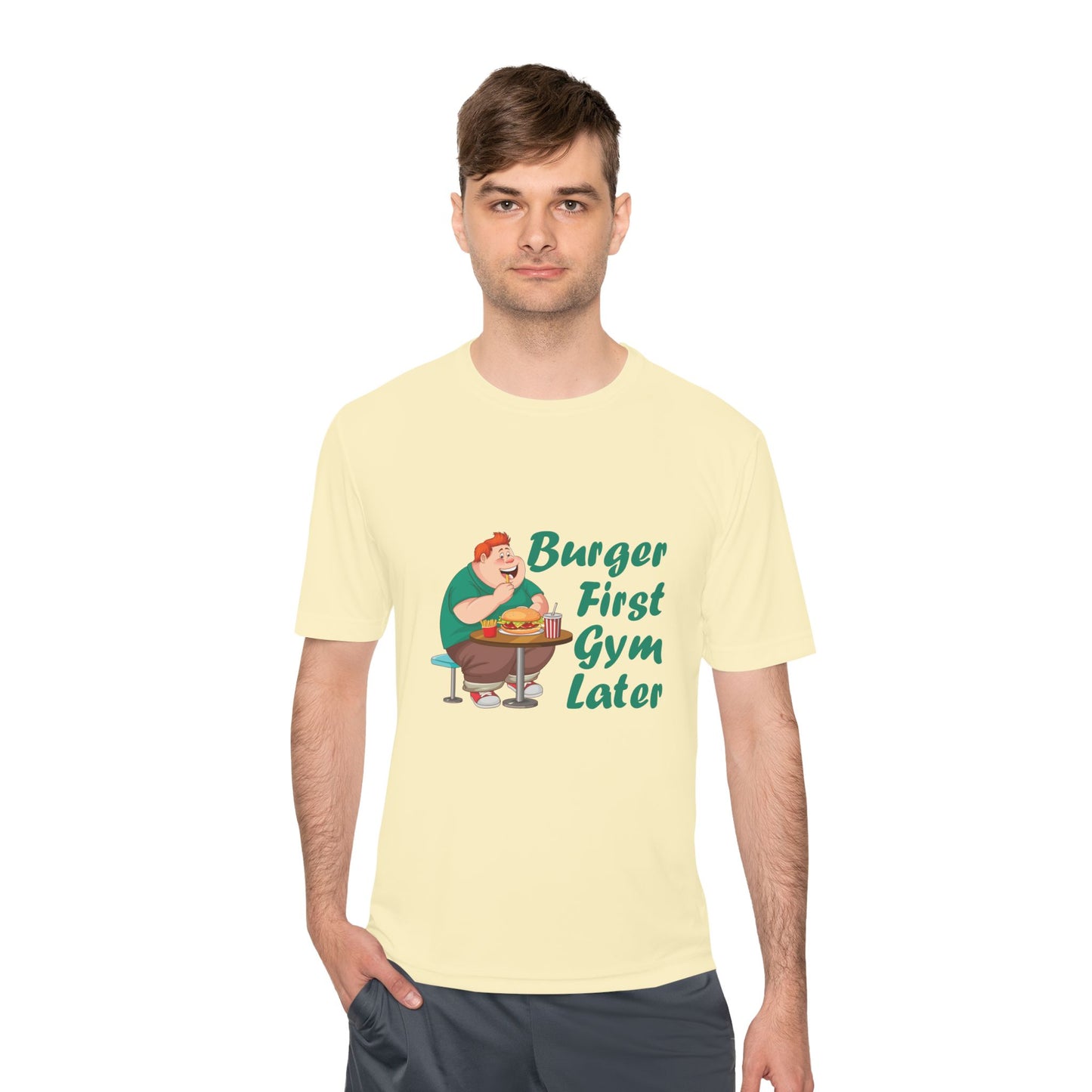 Burger First Gym Later T-Shirt — Funny Fitness Cheat Day Tee