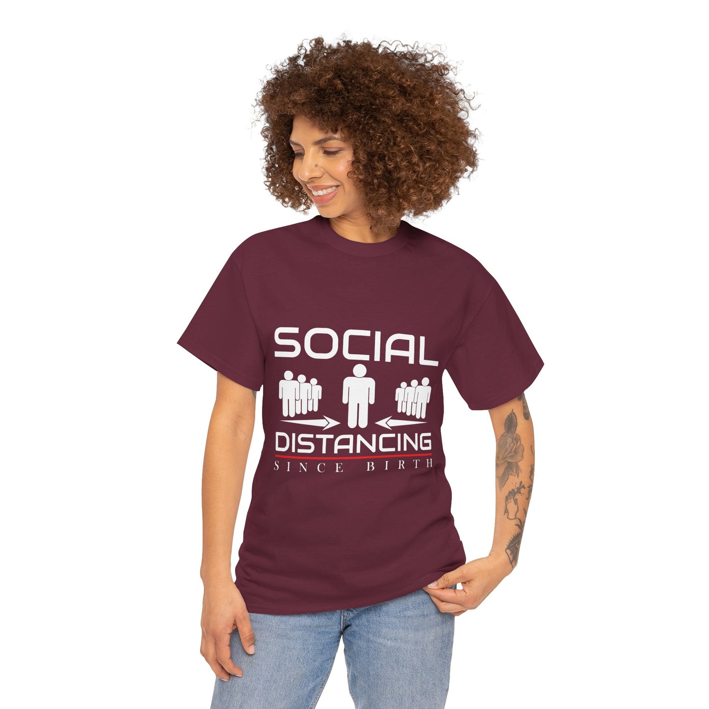 Introvert Humor Tee — "Social Distancing Since Birth"