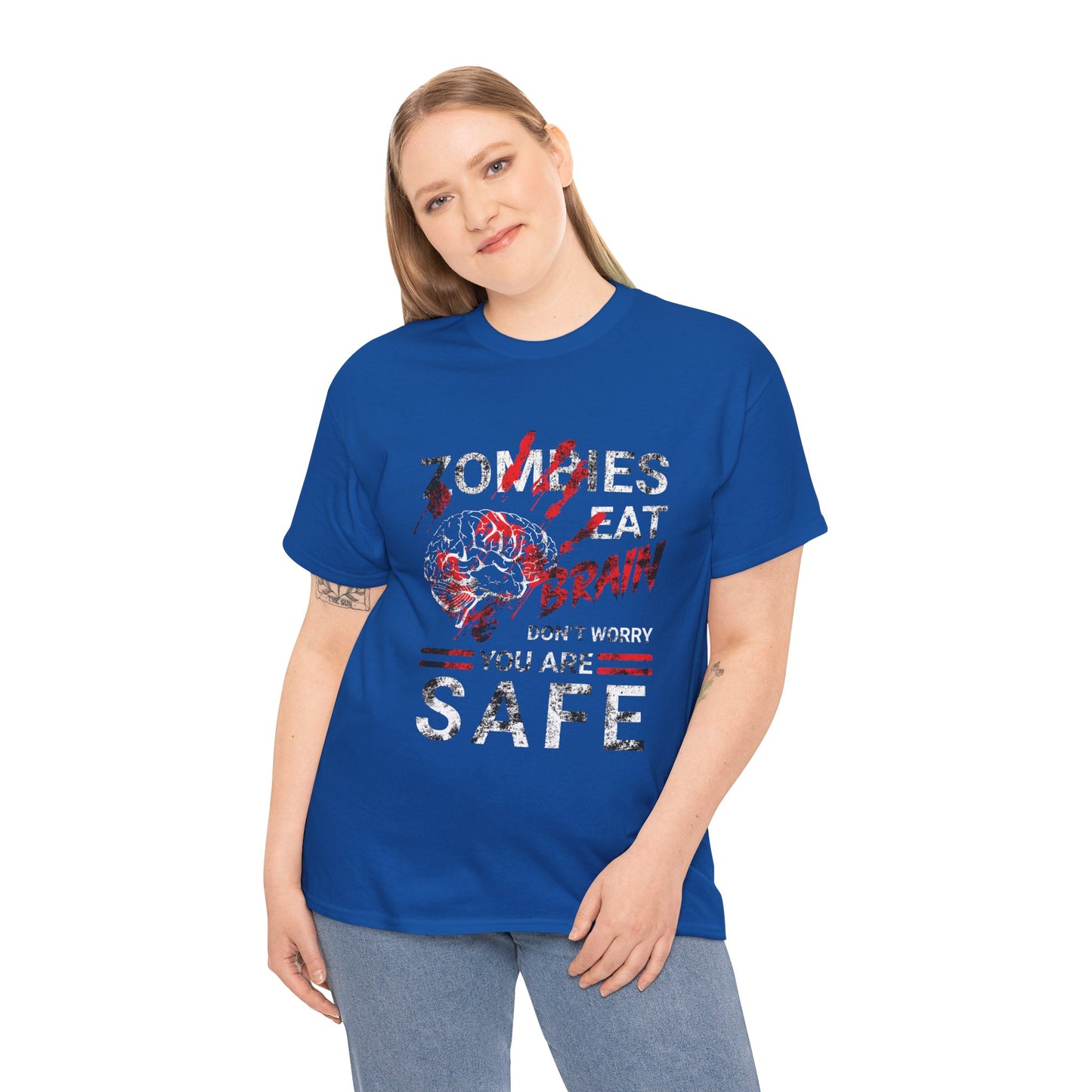 Zombies Eat Brains You’re Safe Funny Horror Humor T-Shirt